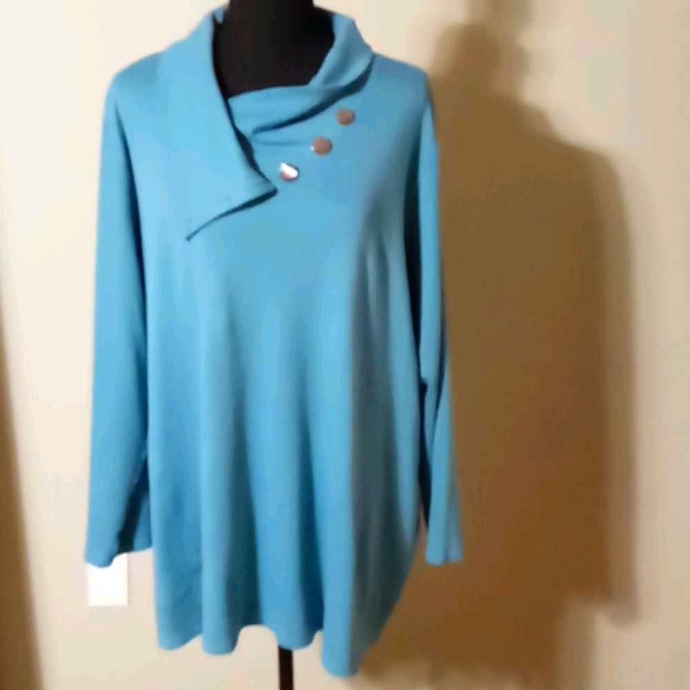 J Jill Turquoise Asymmetrical neckline tunic 3X